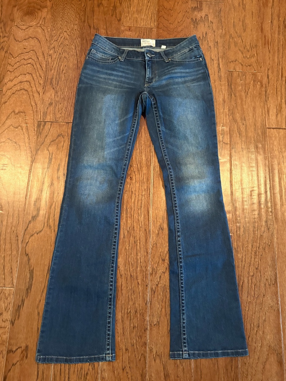 BKE Stella Bootcut Jeans Womens 26L Blue Medium Wash Stretch Low Rise 26x33 1/2
